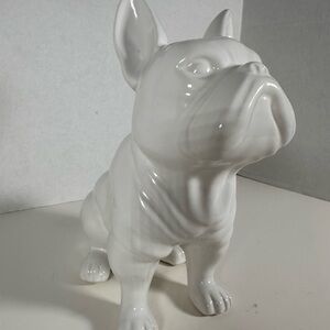 Ceramic White Glazed 9" French Bulldog Sculpture